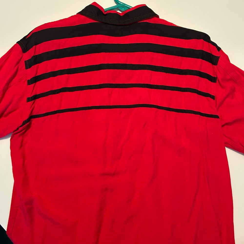 RARE Vintage Gabardine Trash & Vaudeville Red Black Men's Shirt Punk Rockabilly - Picture 5 of 14